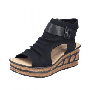 Rieker Femme 68191 Sandale, Noir, 40 EU
