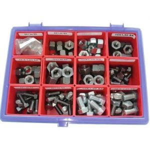 Coffret de 120 vis et écrous pour renvoi d'angle et flexible de débroussailleuses. assortiment de 12 références (et 10 pièces pa