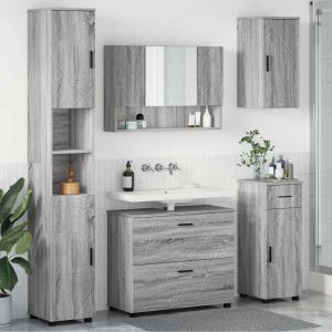 VidaXL Ensemble De Mobilier De Salle De Bain 5 Pcs Sonoma Gris