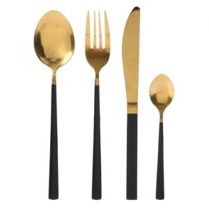 Linnea M&eacute;nag&egrave;re 16 Couverts Galo Noir Et Dor&eacute;