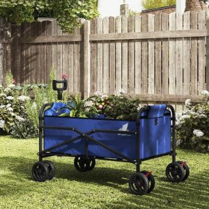 Woltu - Chariot de Jardin Chariot à roulettes Pliable, en Tissu Oxford+Métal, Bleu
