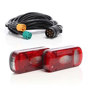 Kit 2 Feux arrière Connexion d'embout T1 Éclairage remorque avec Câble remorque 5m 7 Broches - Xpotool