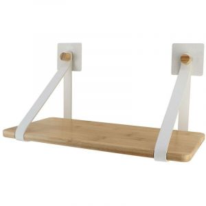 Tendance Étagère en Bambou avec lanières Blanc mat en simili cuir sur sticker