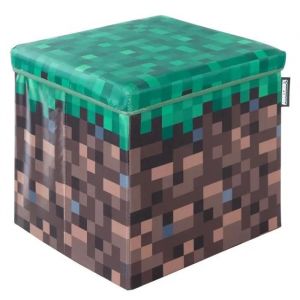 Roba Coffre À Jouet Pliant 2en1 - Minecraft ¿ Bloc D'herbe ¿ 30 X 30 X 30 Cm ¿ Rangement Et Siège Pour Enfants