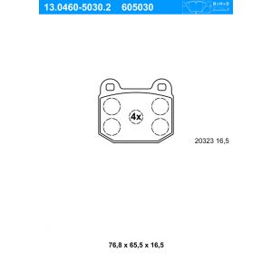 ATE Jeu de 4 plaquettes de frein à disque (13.0460-5030.2)