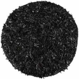 Tapis Shaggy Cuir Dallas Noir 150 Cm Round