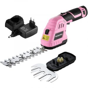 Image de WORKPRO Cisaille Sculpte-Haie Electrique, Taille-Herbes sans Fil 12V, Cisaille à Gazon Batterie 2000mAh avec 2 Lames, Taille Haie Léger pour Coupe,