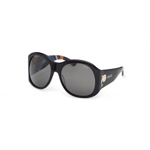 Emilio Pucci Femme EP0233 05A Lunettes de soleil Ac&eacute;tate Noir Fum&eacute;e G&eacute;om&eacute;trique Normale