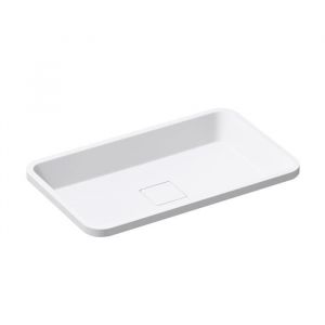 Image de Mai & Mai Vasque à poser blanc mat rectangulaire 55cm lavabo salle de bain évier lave mains avec cac bonde Col104