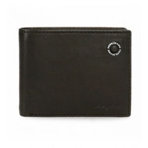 Pepe Jeans Badge Porte-Cartes Noir 11 x 8,5 x 1 cm Cuir, Noir, Portefeuille avec Porte-Cartes
