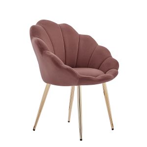 Fauteuil velours rose avec piétement doré