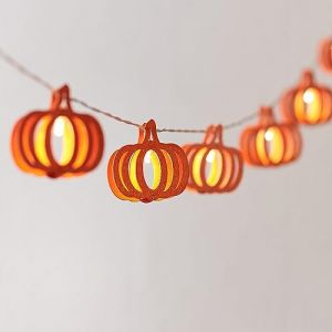 Lights4Fun Guirlande Lumineuse 10 Citrouilles en Bois