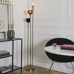 The home deco factory Lampadaire Tripod Verre Fume