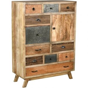 Aubry Gaspard Commode en manguier et métal Zouma 90 x 40 x 125 cm Naturel