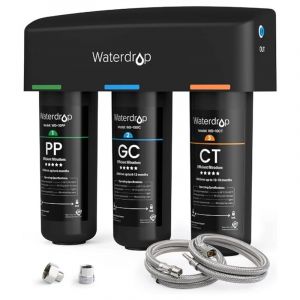 Waterdrop Tsa Système de Filtre à Eau Sous Évier, 3 étapes de Filtration d'Eau de Grande Capacité, Certifié nsf/ansi 42, Réduit les pfas, pfoa/pfos, Fluorures,