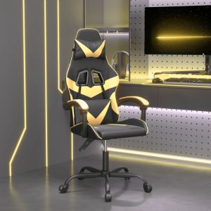 VidaXL Chaise de jeu pivotante Noir et dor&eacute; Similicuir Noir et dor&eacute;
