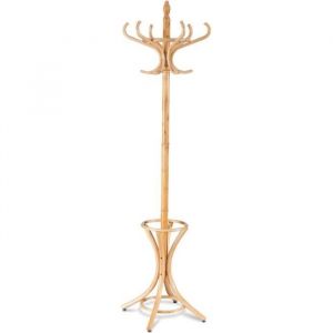 DREAMADE Porte-Manteau sur Pieds en Bois avec 12 Crochets, Porte-Parapluie, Charge Maximale 10KG (Couleur chêne)