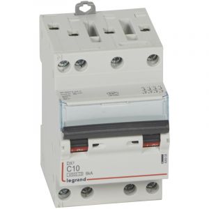 Legrand Disjoncteur DX&sup3; 4500 - vis/vis - 4P - 400 V~ - 10A - 6kA - courbe C - 3M