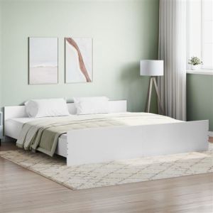 VidaXL Cadre de lit avec tête de lit et pied de lit blanc 180x200 cm