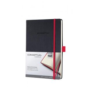 Sigel CO662 - Carnet Conceptum Pure Hardcover Red Ed. A5, 194 p./97 feuilles 80 g/m² quadrillé, couv. noire