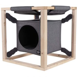 Quapas! Lit pour chats avec hamac Catcube Gris M 54x54x54 cm