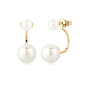 Elli - Boucles d'Oreilles - Clous et puces Plaqu&eacute; Or - Argent - 925/1000 - Perles d'Eau Douce - 303852415