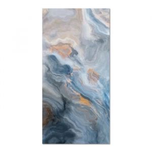 Tapis Vinyle Panorama Marbre Bleu et Orange 40x80 cm - Tapis pour Cuisine, Bureau et Salon en PVC