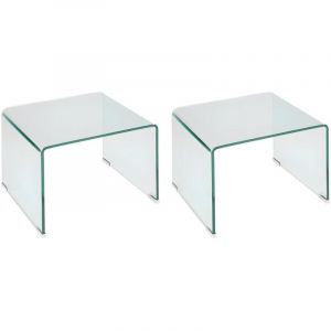 Lot de 2 tables de chevet - Verre trempé courbé - SUZANA