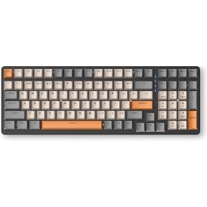 "Clavier de jeu mécanique Fuegobird K3 - 100 touches - Switch rouge - QWERTY - Rétroéclairage RGB - Gris/Orange"