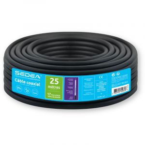 Sedea Câble coaxial 17 PAtCA/PH/A Triple Blindage extérieur en couronne de 25 mètres - noir 032085