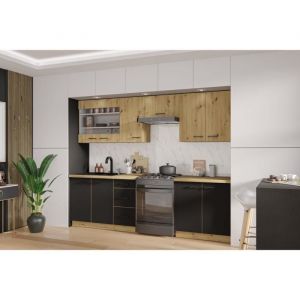Cuisinier exclusive Cuisine Complete - Modena - 260 Cm - Chene Artisan Et Noir Mat