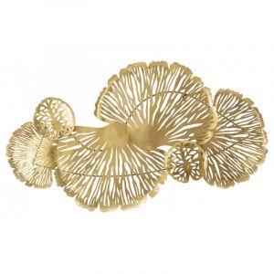 Alter Panneau avec feuilles, Structure en fer, Couleur or, 5 x 64 x 115 cm