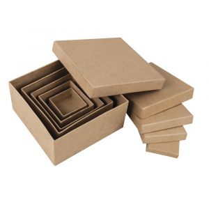 Rayher Bo&icirc;tes de rangement pap.m. FSC Rec. 100% carr&eacute; 5pcs 5x5-14x14cm, 67383000