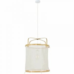 Image de Corep Suspension Hikari - Tissu et bambou - Lanterne - E27 - Ø35 cm - Naturel