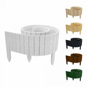 Floranica Rollborder II Clôture flexible 200 x 10 cm Blanc - Bois de pin Bordure de parterre de pelouse Décoration de jardin