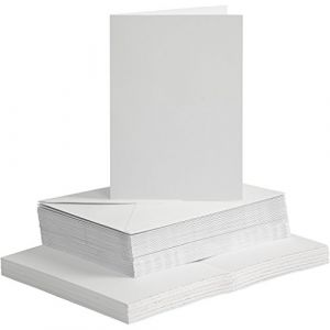 Cartes & Enveloppes, dimension carte 10,5x15 cm, dimension enveloppes 11,5x16,5 cm, blanc, 50sets