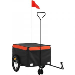 VidaXL Remorque de vélo noir et orange 45 kg fer orange