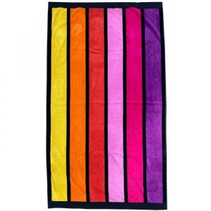 Serviette de plage éponge velours muticolore happy chic 100 x 175