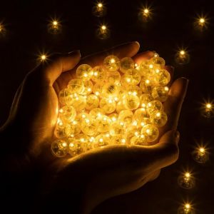 Partizzle 50x Mini Lumi&egrave;res LED - Petites Lumi&egrave;res de F&ecirc;te pour Ballons - Lumi&egrave;res de F&ecirc;te avec Eclairage d'Ambiance - Anniversaire, Mariage, Halloween, No&euml;l et Festival - D&eacute;coration Lampe pour Ballons - Lumi&egrave;re Blanc Chaud