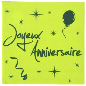 Image de 20 serviettes "Joyeux Anniversaire"