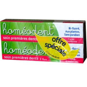 Image de Boiron Homéodent Soin premières dents (2-6 ans) - Gel fraise framboise - 2 x 50 ml