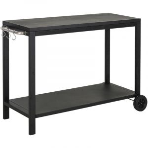 Homcom Desserte de jardin - desserte pour plancha - chariot de service à roulettes multi-rangements dim. 128L x 46l x 86H cm acier noir