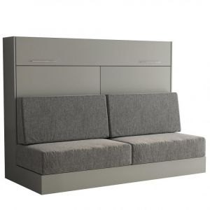 Inside75 Armoire lit escamotable VERTIGO SOFA gris canapé gris couchage 140*200 cm - gris