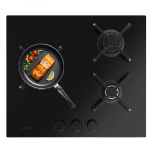 Cecotec Bolero Squad G 3400S Nano Glass Plaque de gaz 3 Brûleurs 6,2kW avec WOK