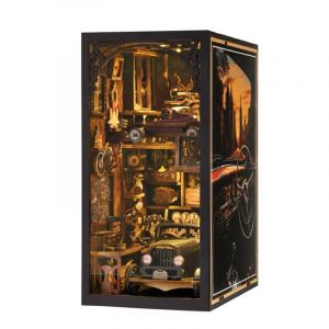 Dam Collectionneurs de voitures. Book nook en bois, design 3d.