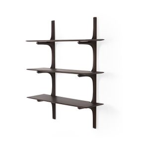 Ethnicraft Etagère murale en acajou brun foncé finition vernie 100x35x126cm PI acce