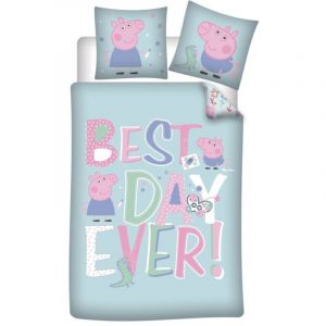 Peppa Pig - Parure de Lit Enfant, Housse de couette 140x200 cm, une Taie d&rsquo;oreiller 63x63 cm