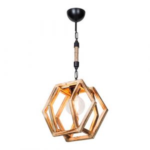 Suspension Cheltenham en métal bois corde de jute hauteur 68 cm E27 [lux.pro]