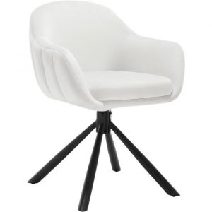 Chaise Salle à Manger Pivotante à 360° en Velours. Pieds en Métal. Chaise de Cuisine avec Dossier et Accoudoirs. Chaise Ergonomique. Chaise