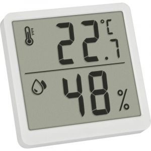 TFA Dostmann Thermo-hygromètre numérique intérieur, 30.5059.02, thermomètre d'ambiance, pour le contrôle du climat intérieur, à poser/à fixer au mur, appareil de mesure de humidité dans maison, blanc